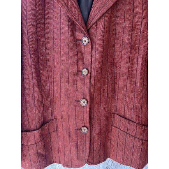 Harve Bernard Womens Size 14 100% Wool Blazer Jacket‎ Striped Pockets - Picture 3 of 6